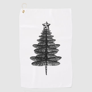 Serviette De Golf Ferme d'arbre de Noël de libellules noires