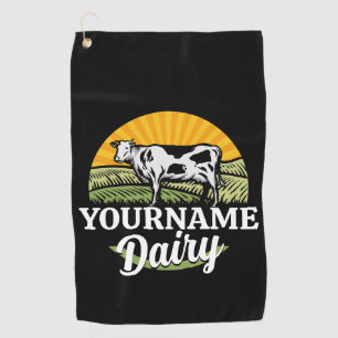 Serviette De Golf Ferme laitière Sunset Grazing Vache Holstein AJOUT