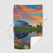 Serviette De Golf Ferme Purple Roof Pond à Sunrise (En situation)