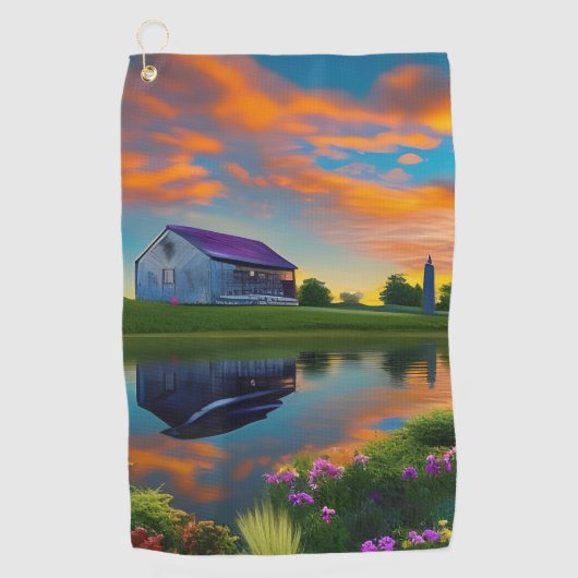 Serviette De Golf Ferme Purple Roof Pond à Sunrise (Devant)