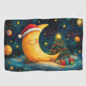 Serviette De Golf Fête de Noël drôle Lune Galaxy (Horizontal)