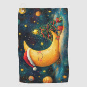 Serviette De Golf Fête de Noël drôle Lune Galaxy (Devant)