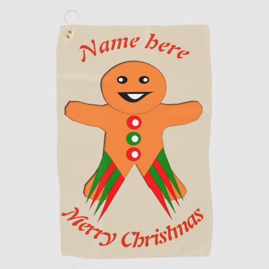 Serviette De Golf Fête de Noël Gingerbread Homme Personnalisé (Devant)