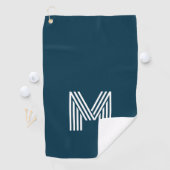 Serviette De Golf Fête des pères bleu marine Monogramme simple (En situation)