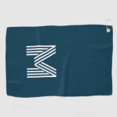 Serviette De Golf Fête des pères bleu marine Monogramme simple (Horizontal)