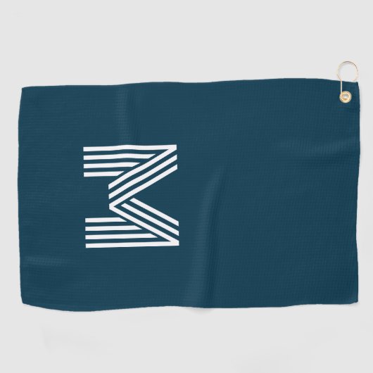 Serviette De Golf Fête des pères bleu marine Monogramme simple (Horizontal)
