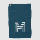 Serviette De Golf Fête des pères bleu marine Monogramme simple (Devant)