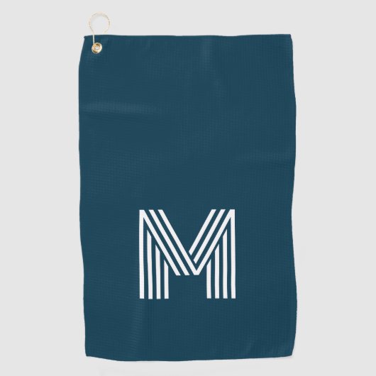 Serviette De Golf Fête des pères bleu marine Monogramme simple (Devant)