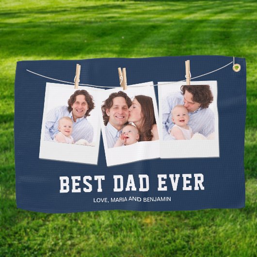 Serviette De Golf Fête des pères| Collage photo de Best Dad Ever 3