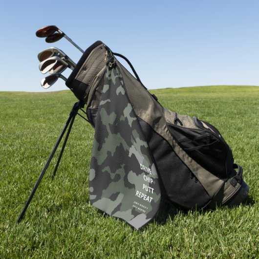 SERVIETTE DE GOLF FÊTE DES PÈRES MODERNE DE GOLF DE CHIP PUTT REPEAT (Vert)