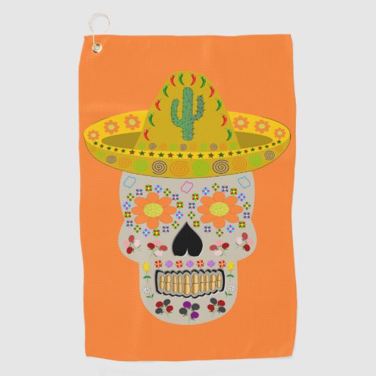 Serviette De Golf Fête mexicaine du crâne mort (Devant)