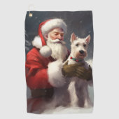 Serviette De Golf Fête Noël Festive du Père Noël Terrier du Père Noë (Devant)