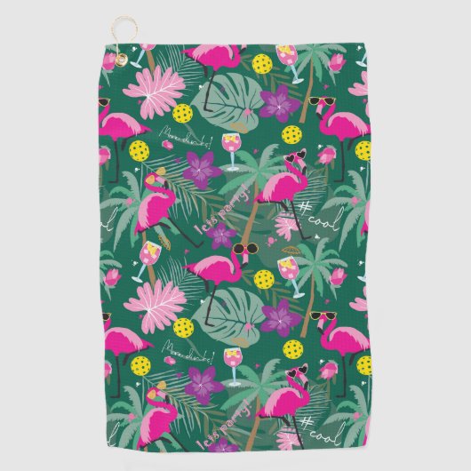 Serviette De Golf 🤩 Fête tropicale au pickleball, (Devant)
