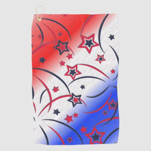 Serviette De Golf Feu d'artifice en bleu blanc rouge (Devant)