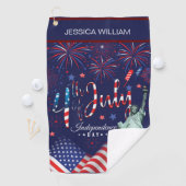 Serviette De Golf Feu D'Oeuvre Le 4 Juillet Avec La Statue De Libert (En situation)