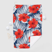 Serviette De Golf Feuillage tropical Hibiscus floral rouge (En situation)