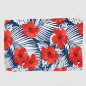 Serviette De Golf Feuillage tropical Hibiscus floral rouge (Horizontal)