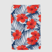 Serviette De Golf Feuillage tropical Hibiscus floral rouge (Devant)