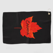 Serviette De Golf Feuille d'érable noire rouge de la fête du Canada (Horizontal)