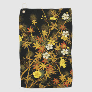 Serviette De Golf Feuilles d'automne japonaises Antique botanique
