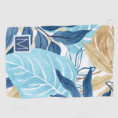 Serviette De Golf Feuilles de la Jungle Bleue (Horizontal)