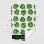 Serviette De Golf Feuilles de palme, Motif tropical, Votre nom (En situation)