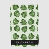 Serviette De Golf Feuilles de palme, Motif tropical, Votre nom (Devant)