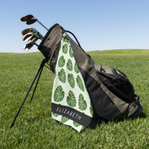 Serviette De Golf Feuilles de palme, Motif tropical, Votre nom