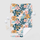 Serviette De Golf Feuilles Fleurs Tropicales Boho (En situation)