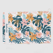 Serviette De Golf Feuilles Fleurs Tropicales Boho (Horizontal)