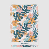Serviette De Golf Feuilles Fleurs Tropicales Boho (Devant)