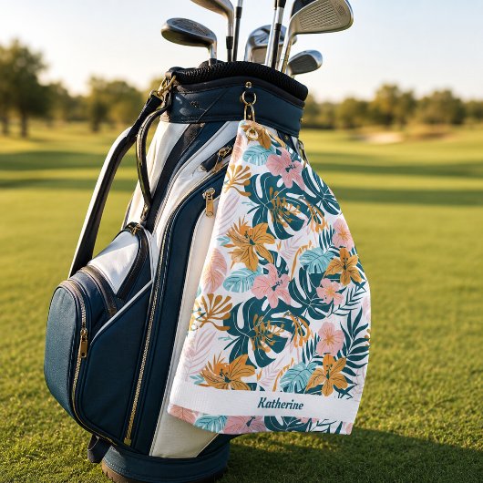 Serviette De Golf Feuilles Fleurs Tropicales Boho