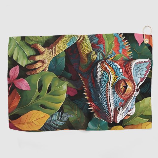 Serviette De Golf Feuilles Lizard et couleur (Horizontal)