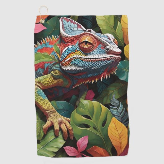 Serviette De Golf Feuilles Lizard et couleur (Devant)