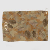 Serviette De Golf Feuilles Marron Tan Personnalisé Monogramme ou Nom (Horizontal)