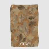 Serviette De Golf Feuilles Marron Tan Personnalisé Monogramme ou Nom (Devant)