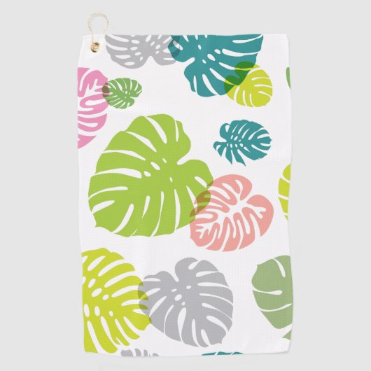 Serviette De Golf Feuilles tropicales multicolores (Devant)