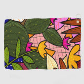 Serviette De Golf feuilles tropicaux Abstraits et fleurs (Horizontal)