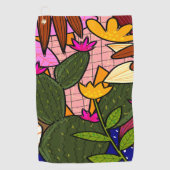 Serviette De Golf feuilles tropicaux Abstraits et fleurs (Devant)