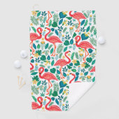 Serviette De Golf Feuilles tropicaux, flamants roses motif monogramm (En situation)