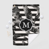 Serviette De Golf Feuilles tropicaux noirs et blancs (En situation)