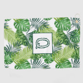 Serviette De Golf Feuilles tropicaux verts Monogramme Q (Horizontal)
