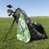 Serviette De Golf Feuilles tropicaux verts Monogramme R (Vert)