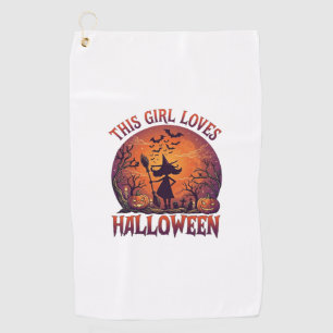 Serviette De Golf Fille aime Halloween Sorcière Citrouilles Chauves-