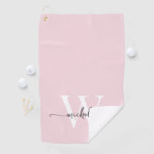 Serviette De Golf Fille Blush rose Élégant Monogramme Nom Script (En situation)
