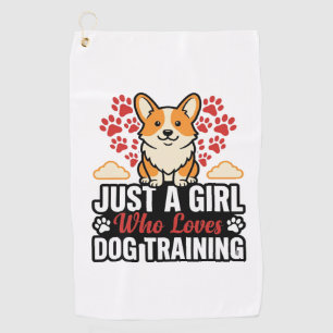 Serviette De Golf Fille de dressage de chien Corgi Vintage Vector Co