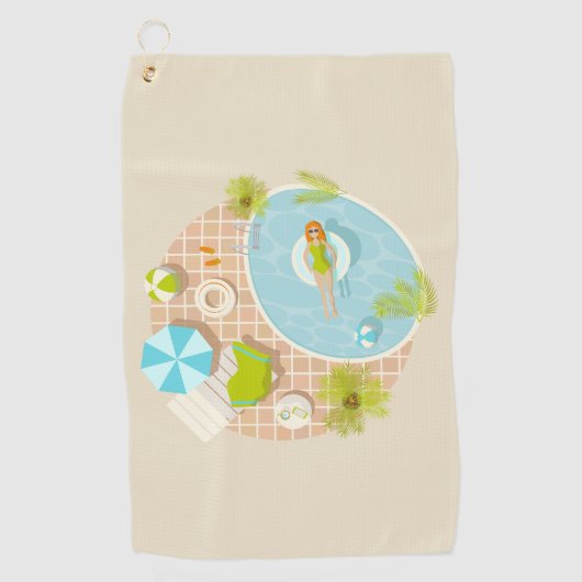 Serviette De Golf Fille de piscine en bikini plage d'été (Devant)