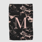Serviette De Golf Fille Marbre Noir Rose Or Monogramme huile (Devant)