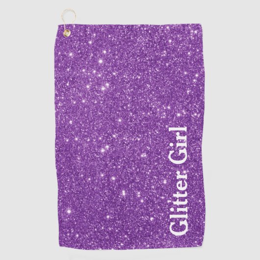 Serviette De Golf Fille Pailletée Violette Faux Éclat (Devant)