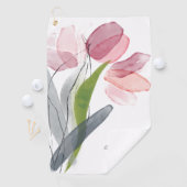 Serviette De Golf Fille Tulipes Florales Rose Feuille Blanc (En situation)